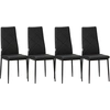 Image de HOMCOM Lot de 4 chaises de salle à manger avec dossier haut, revêtement synthétique et pieds en acier, noir