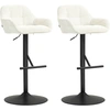 Image de HOMCOM Lot de 2 tabourets de bar chaises de bar hauteur réglable tissu effet lin et base en acier 52,5 x 53 x 86,5-108 cm crème