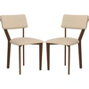 Image de HOMCOM Lot de 2 chaises salle à manger chaises de cuisine avec dossier pieds en bois tissu effet lin 49 x 56 x 85 cm beige