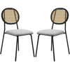 Image de HOMCOM Lot de 2 chaises salle à manger chaises de cuisine dossier en rotin tissu respirant cadre acier 44 x 54 x 87 cm gris