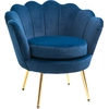 Image de HOMCOM Fauteuil salon fauteuil en velours fauteuil coquillage avec pieds en métal doré pour chambre à coucher, bleu