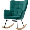 Image de HOMCOM Fauteuil à bascule rocking chair revêtement en velous structure en acier 71 x 98 x 101 cm Vert