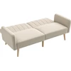 Image de HOMCOM Canapé Convertible 2 Places Design scandinave Dossier inclinable 3 Positions Pieds Bois Tissu Aspect Lin Beige