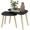 Image de HOMCOM Lot de 2 tables basses gigognes design scandinave pieds en bois et plateau en bois, noir