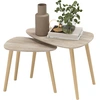 Image de HOMCOM Lot de 2 tables basses gigognes design scandinave pieds en bois et plateau en bois, aspect naturel