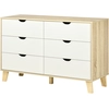 Image de HOMCOM Commode 6 tiroirs style scandinave, meuble de rangement - dim. 120l x 40P x 76H cm, aspect bois et beige