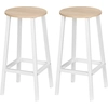 Image de HOMCOM Lot de 2 tabourets style moderne hauteur 65 cm avec repose-pieds - blanc et aspect bois