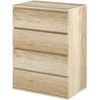 Image de HOMCOM Commode 4 tiroirs meuble de rangement sans poignées design minimaliste 60 x 40 x 80 cm naturel