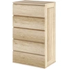 Image de HOMCOM Commode 5 tiroirs meuble de rangement sans poignées design minimaliste 60 x 38 x 100 cm bois naturel
