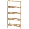 Image de HOMCOM Étagère de rangement en bambou à 5 niveaux, bibliothèque pour salon, chambre et bureau, 60 x 26 x 130 cm, bois naturel