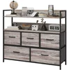 Image de HOMCOM Meuble de rangement style industriel commode 5 tiroirs en tissu pliables et amovibles et étagères - 98l x 29P x 85H cm