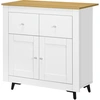 Image de HOMCOM Meuble de rangement buffet avec placard à portes et 2 tiroirs, pour salon, salle à manger, dim. 78 x 35 x 80 cm, blanc