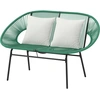 Image de Outsunny Banquette banc de jardin 2 places en acier et cordage en résine avec 2 coussins - dim. 132L x 72l x 83H cm - vert foncé