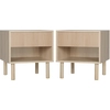 Image de HOMCOM Lot de 2 tables de chevet table de nuit avec tiroirs et niches, style moderne, dim. 47 x 47 x 50 cm, bois naturel