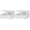Image de HOMCOM Lot de 2 tables de chevet murales tables de nuit tiroir coulissant, niche, plateau, 35 x 32 x 22,5 cm blanc