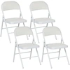 Image de HOMCOM Lot de 4 chaises pliantes chaises de salle à manger portables cadre en acier dim. 45l x 46P x 78H cm blanc