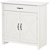 Image de HOMCOM Buffet salon, meuble de rangement avec tiroir, 2 portes de grange et étagère réglable, 80 x 39,7 x 80 cm, blanc