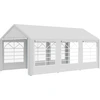 Image de Outsunny Tonnelle de jardin 3 x 6 m tente de réception avec 4 parois 3 fenêtres de chaque côté barnum pour fête mariage blanc