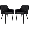 Image de HOMCOM Chaises de Salle à Manger Chaises de Visiteur Design scandinave - Lot de 2 chaises - Pieds effilés métal Noir