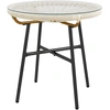 Image de Outsunny Table basse ronde de jardin en résine aspect rotin métal et plateau verre trempé Ø 50 x 50 cm crème