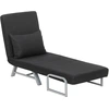 Image de HOMCOM Fauteuil chauffeuse canapé-lit Convertible inclinable 1 Place Coussin lombaires accoudoirs piètement métal Lin Noir