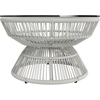 Image de Outsunny Table basse de jardin ronde, table d'appoint en résine aspect rotin et plateau verre trempé Ø 60 x 37H cm