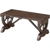 Image de Outsunny Banc de jardin en bois avec assise à lattes, roue décorative, pour patio terrasse balcon arrière-cour, marron
