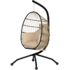 Image de Outsunny Fauteuil oeuf suspendu, intérieur et extérieur, panier pliable, coussin rembourré, cadre en acier, beige
