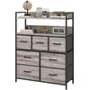 Image de HOMCOM Meuble de rangement commode 7 tiroirs en tissu pliables et amovibles étagères ouvertes, gris