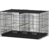 Image de PawHut Cage à oiseaux volière intérieur acier avec séparateur 4 perchoirs plateau coulissant 4 mangeoires 76 x 46 x 46 cm noir