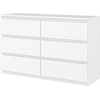 Image de HOMCOM Commode 6 tiroirs meuble de rangement sans poignées design minimaliste 120 x 39 x 75 cm blanc