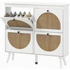 Image de HOMCOM Meuble à chaussures 4 abattants 20 paires étagère réglable style bohème pieds en bois massif 105 x 24 x 97,5 cm blanc