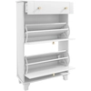 Image de HOMCOM Meuble chaussure entrée étroit avec tiroirs à portes abattants et étagère réglable, 60 x 23,5 x 98,5 cm, blanc