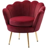 Image de HOMCOM Fauteuil salon fauteuil en velours fauteuil coquillage avec pieds en métal doré pour chambre à coucher, rouge
