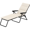 Image de Outsunny Bain de soleil pliable transat inclinable 6 positions avec matelas + accoudoirs acier polyester 153 x 58,5 x 89 cm crème