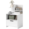 Image de HOMCOM Table de chevet table de nuit avec tiroir, niche et étagères de rangement effet bois 45 x 35 x 73 cm blanc