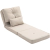 Image de HOMCOM Chauffeuse canapé-lit convertible fauteuil 1 place avec 1 coussin avec dossier réglable, beige