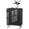 Image de HOMCOM Meuble à chaussures meuble de rangement à chaussures 2 portes étagères réglables 72 x 31,5 x 95 cm noir laqué