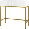 Image de HOMCOM Table console console meuble avec 2 tiroirs base en acier avec pieds antidérapants 80 x 31,5 x 75 cm blanc