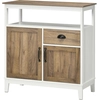 Image de HOMCOM Buffet cuisine meuble de rangement 2 portes tiroir étagère ajustable compartiment ouvert 76,6 x 35 x 81,5 cm chêne brun
