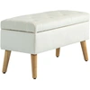 Image de HOMCOM Banc de rangement coffre de rangement tissu effet velours pieds en bois charge max. 120 kg 80 x 35 x 40 cm, crème