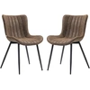 Image de HOMCOM Lot de 2 chaises de salle à manger design moderne et capitonné pour salon, salle à manger, chambre à coucher, marron