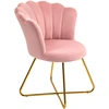 Image de HOMCOM Fauteuil coquillage chaise coiffeuse fauteuil en velours fauteuil de salon avec pieds en acier 69 x 64 x 80 cm rose