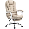 Image de Vinsetto Fauteuil de bureau manager chaise pour ordinateur avec repose-pied dossier inclinable accoudoirs rembourrés en lin beige