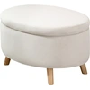 Image de HOMCOM Banc ovale avec rangement intérieur, coffre, pouf, revêtement effet velours, 71 x 51,5 x 42 cm, beige