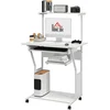Image de HOMCOM Bureau d'ordinateur roulant avec étagères de rangement, poste de travail et plateau pour clavier, 80x50x130cm, blanc