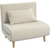 Image de HOMCOM Canapé-lit 1 place avec dossier réglable, coussin inclus et pieds pliables charge 350 kg blanc