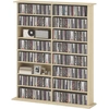 Image de HOMCOM Rangements pour CD et DVD avec 16 compartiments et 12 étagères réglables capacité max. 720 CD/396 DVD et Blu-ray naturel