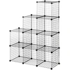 Image de HOMCOM Étagère cube modulable DIY avec 9 compartiments en treillis métallique pour salon, chambre à coucher, noir