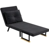 Image de HOMCOM Fauteuil convertible 4 en 1 lit 1 place dossier 5 positions, accoudoirs en bois et coussin, tissu effet velours, noir
